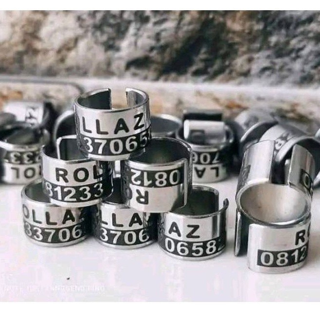 RING MERPATI BAJA DEWASA BAJA BELAH BLOK LASER BISA CETAK NAMA