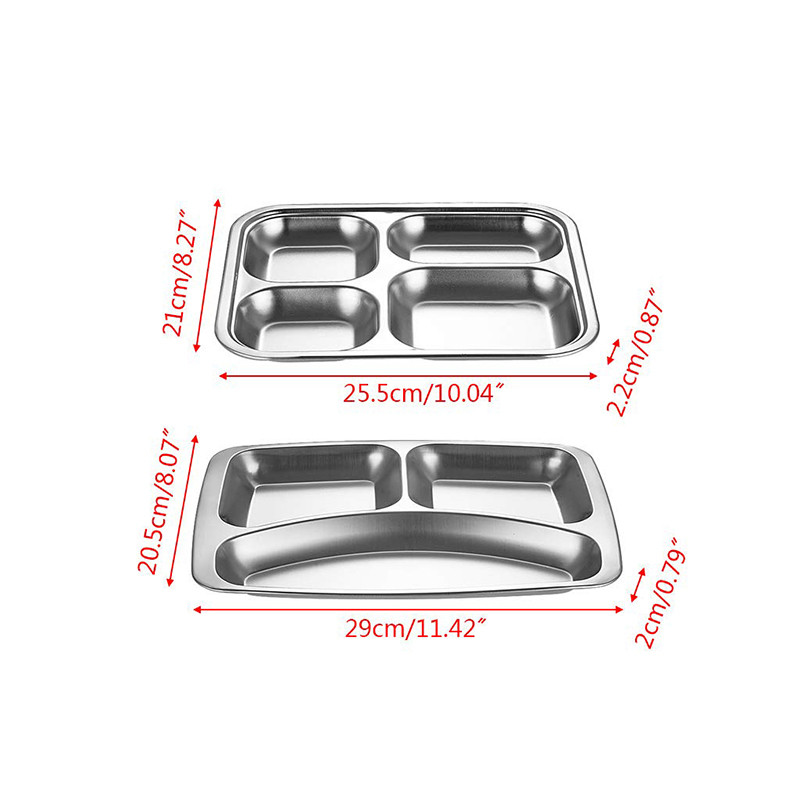 

Fast Food Plate 304 Stainless Steel Divided Dinner Tray Lunch Container Food Plate for School Canteen Fast Food Adult Lunch Box