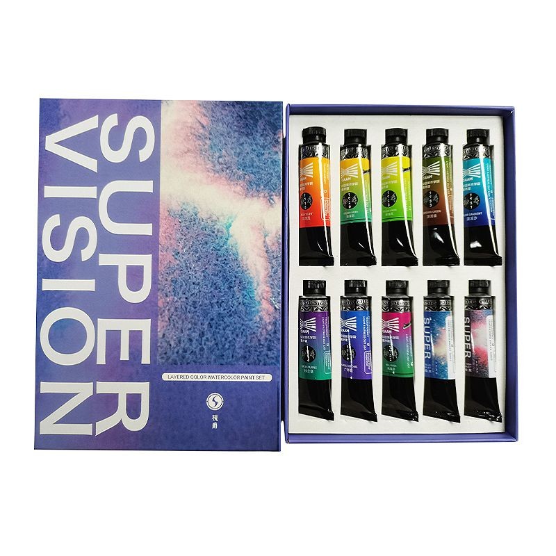 

Super Vision 15ml 10Colors Layered Color Watercolor Paint Tube Set Master-level Water Color for Painting Drawing Art Suppliers