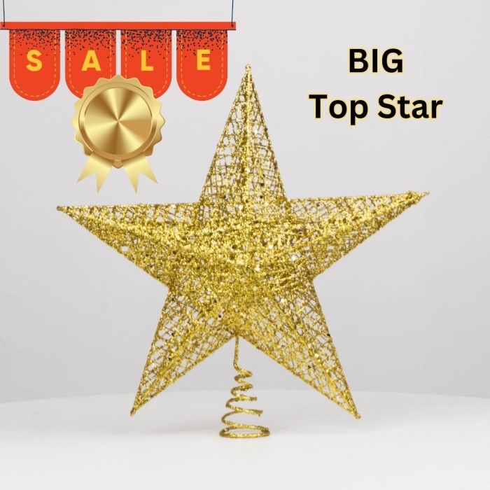 

Bintang Besi Besar Hiasan Pohon Big Star Top Tree Dekorasi Natal - 30cm