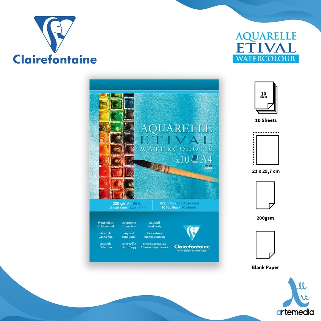 

Gramedia Surabaya - Clairefontaine Etival Watercolor Pad A4 Cold Pressed 200gsm
