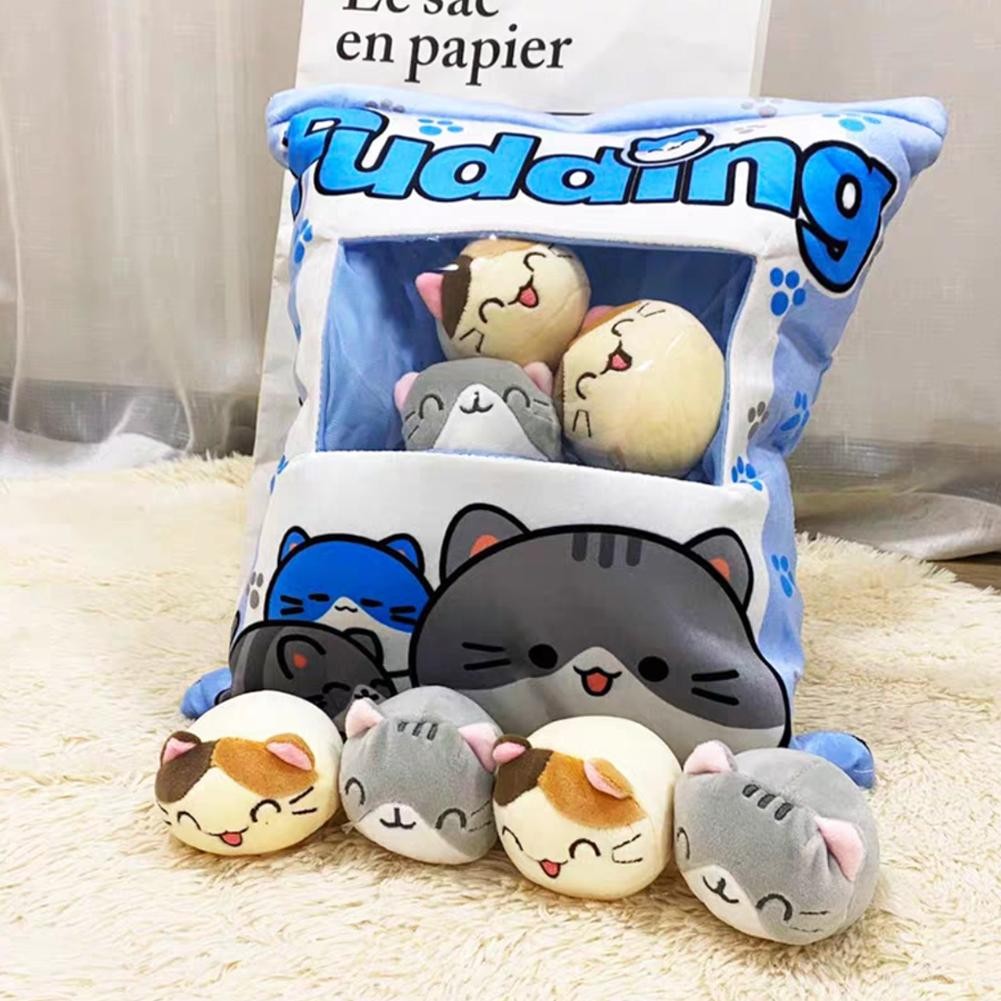 Cute Cat Snack Pillow Pudding Decorative, Stuffed Dolls With Cat Pudding Kawaii Toy Plush Plush Pill