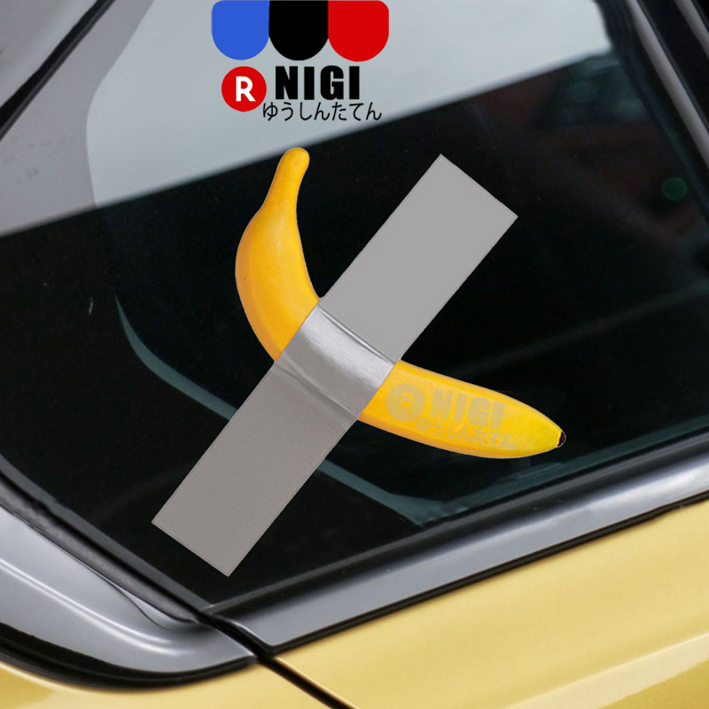 NIGI 3D Pisang Stiker Mobil/Stiker Kap Mesin/Stiker Mobil 3D Pisang Kartun/Stiker Mobil Lucu Sepeda 
