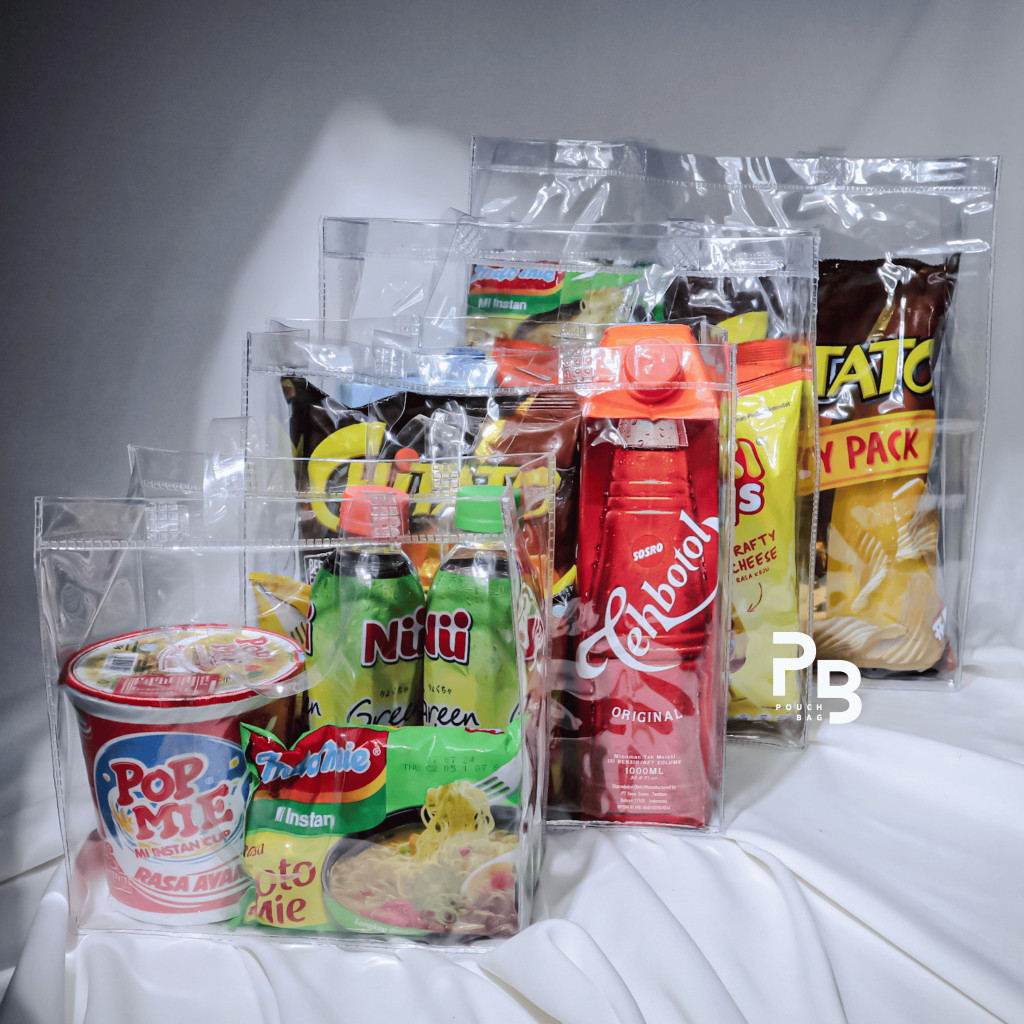 0.25 KANTONG TOTE Tas Tote Bag Plastik Mika PVC Tebal Bening Transparan Berbagai Ukuran