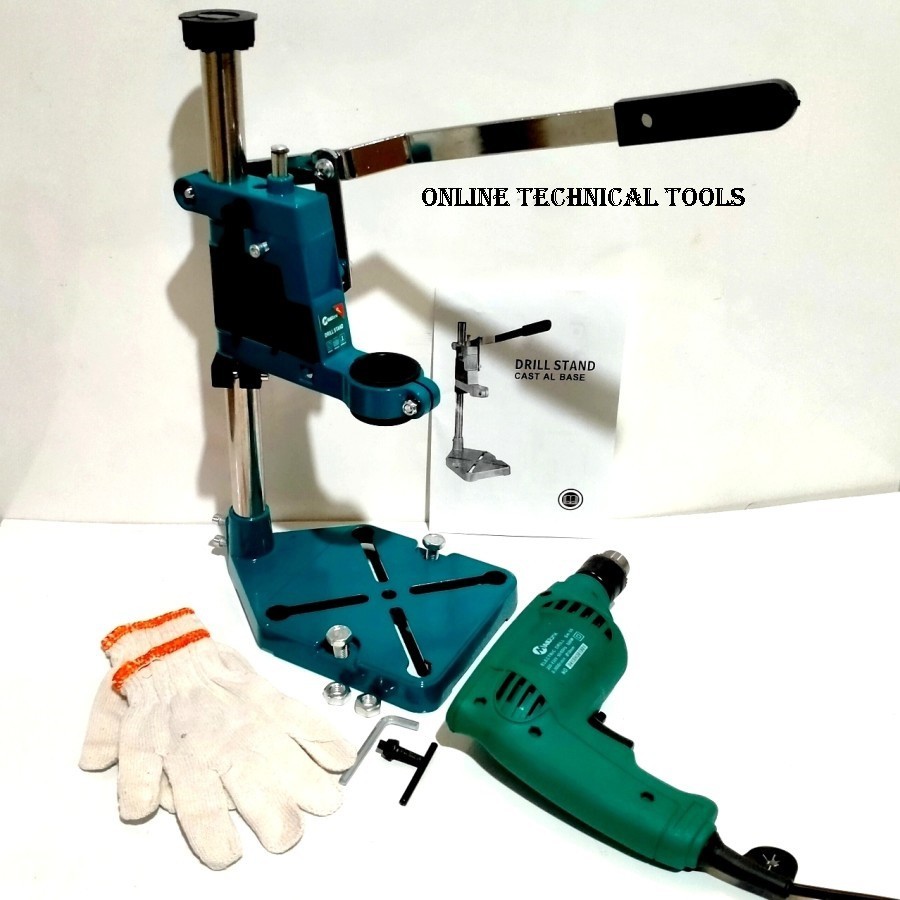 PAKET MAILTANK MESIN BOR LISTRIK 10MM DAN DUDUKAN BOR STAND DRILL 10MM