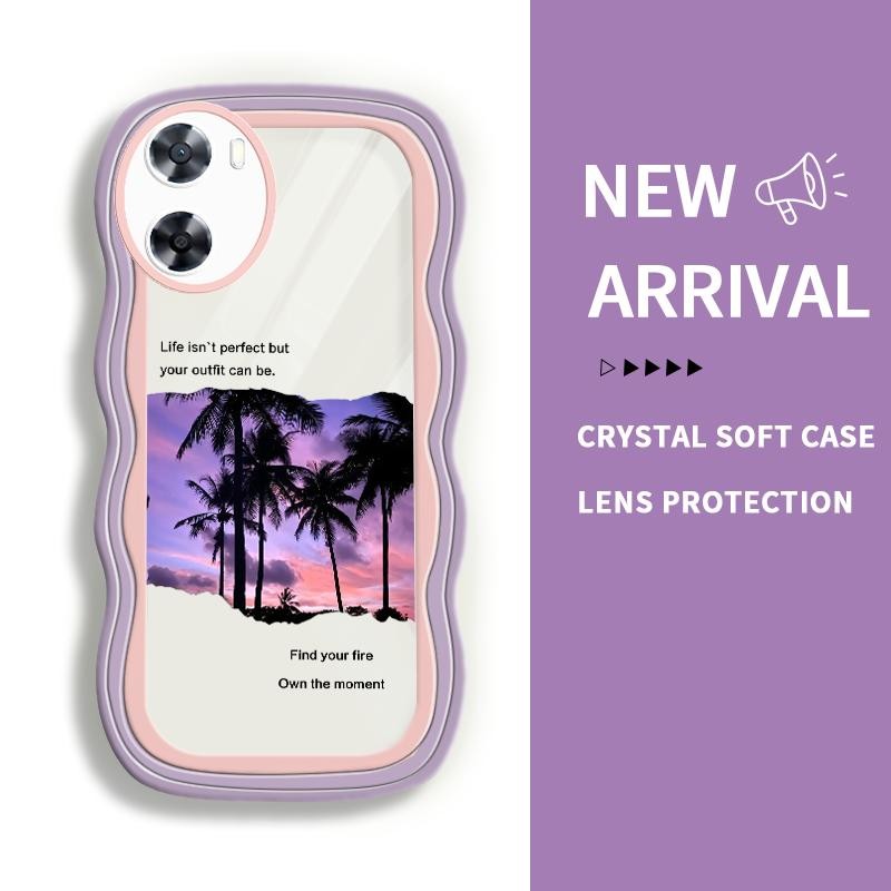 Soft Case For OnePlus Nord N20 SE Transparan Artistik Kelapa Sunset Kamera Pelindung Case