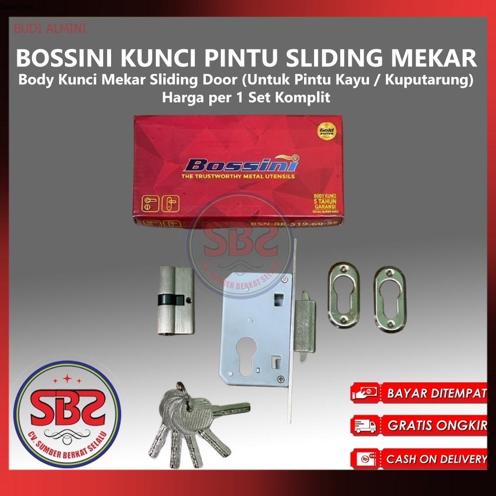 BOSSINI KUNCI MEKAR - KUNCI PINTU SLIDING KAYU - KUNCI SLIDING DOOR KAYU MODEL MEKAR