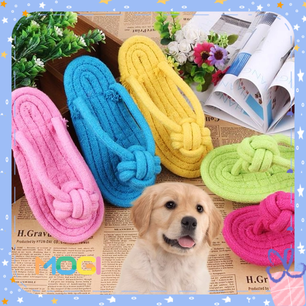 Mainan Sandal Tali Katun Hewan Peliharaan, Mainan Simpul Anjing Warna Permen, Sandal Latihan Anjing 
