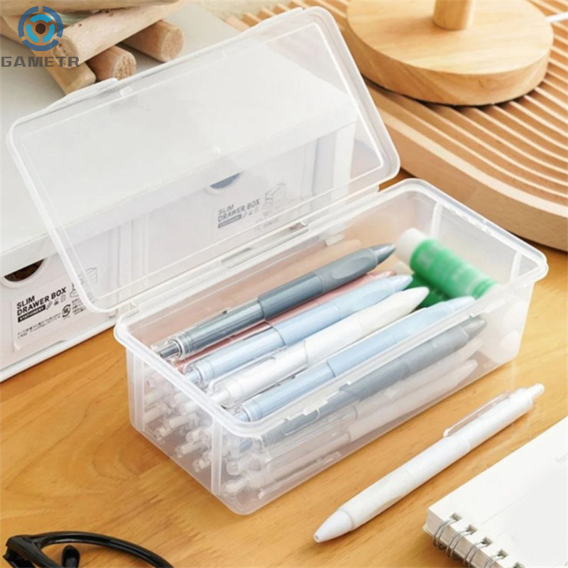 

1PC Large Capacity Pencil Case Box PP Material Transparent Pencil Box Stackable Office Supplies Storage Organizer Box