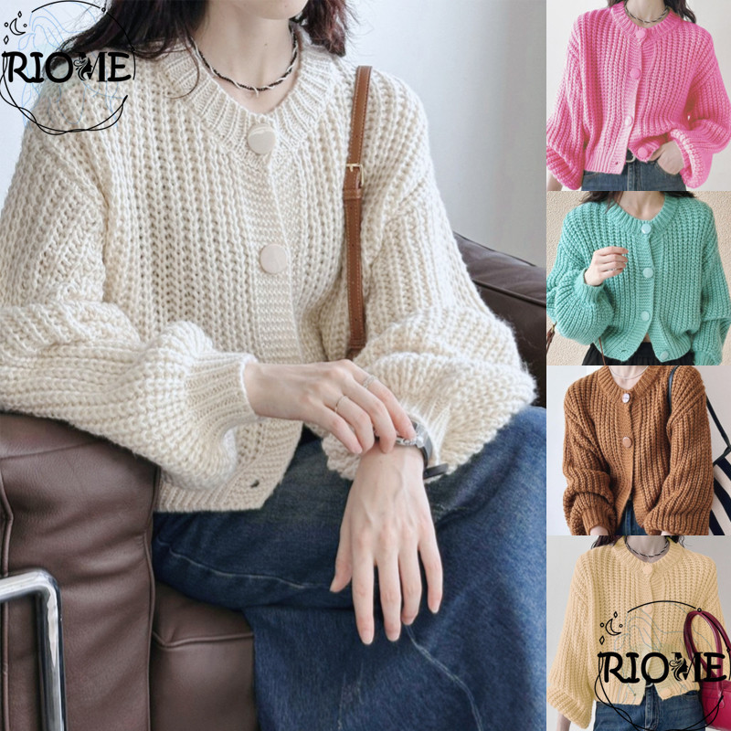 Promo Sweater crop warna permen Sweater rajut wanita ala korea Sweter rajutan lengan panjang leher b