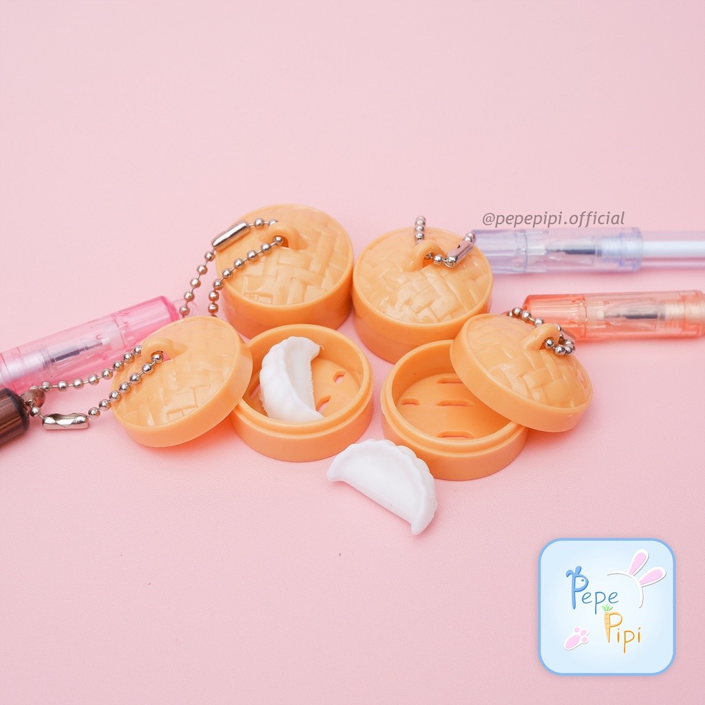 

4 &12 pcs Pena Gantungan Dimsum Hakau Pen Bolpen Pulpen Bolpoin Karakter dimsum