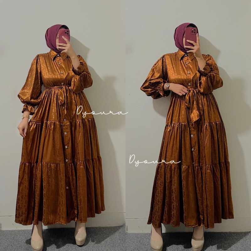Gamis satin wanita terbaruu Gamis wanita satin motif dress wanita fashion