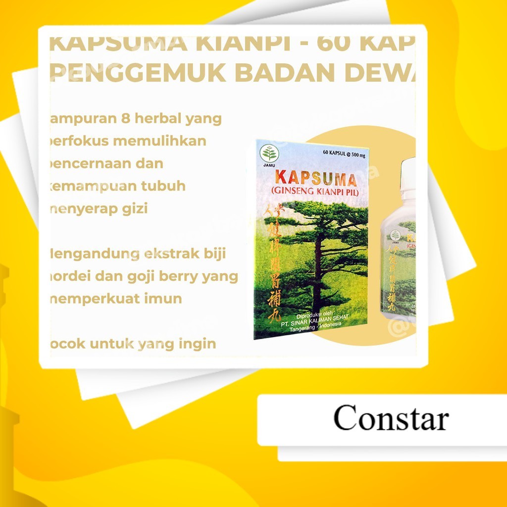 Kapsuma Kian Pi BPOM Isi 60 Kapsul - Obat Cina Penggemuk Badan Dewasa