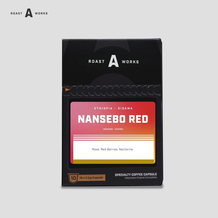 

Ethiopia Sidama Nansebo Red Heirloom Natural - Nespresso Compatible Capsule - A Roastworks - (10 x 5.5gr/capsule)