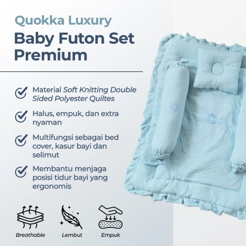 QUOKKA Luxury - Baby Futon Set Premium Matras Bayi Bantal Guling Set Anti Peang