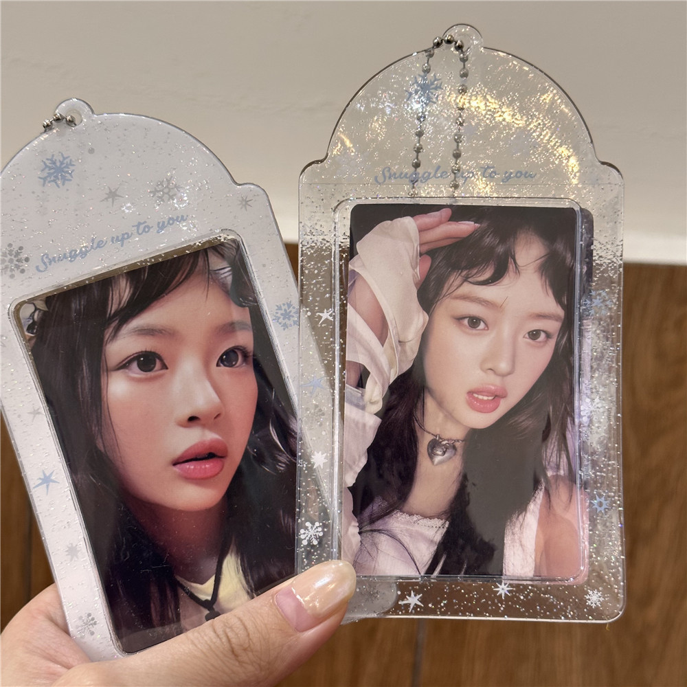 

1 Pc Transparent Card Cover Winter Snowflake PVC Korean Idol Photo Card ID Campus Card Holder Storage Toploader Deco Supplies