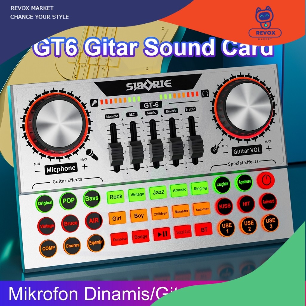 Revox - Siborie gitar sound card GT6 soundcard Alat Musik untuk Streaming Langsung - REVOX MARKET