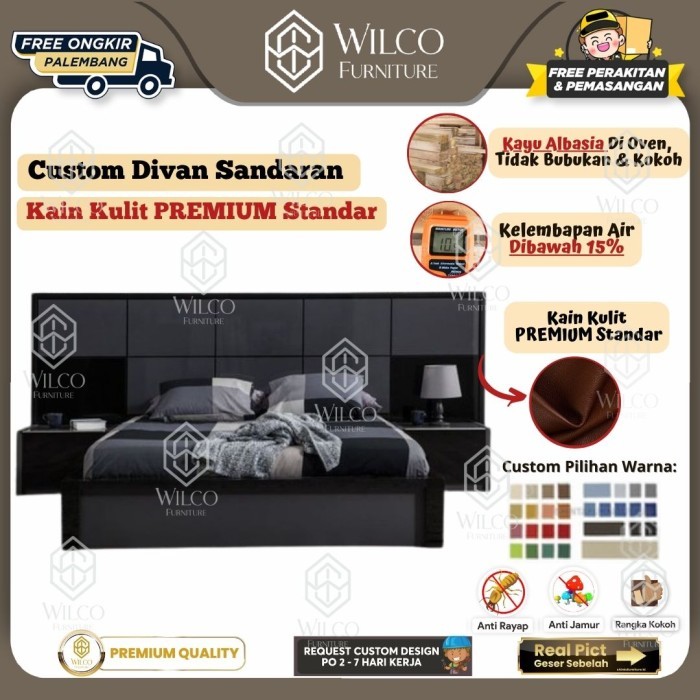 Custom Divan Sandaran Jumbo Wings Kain Kulit Standard Premium Murah  | Rangka Tempat Tidur Custom | 