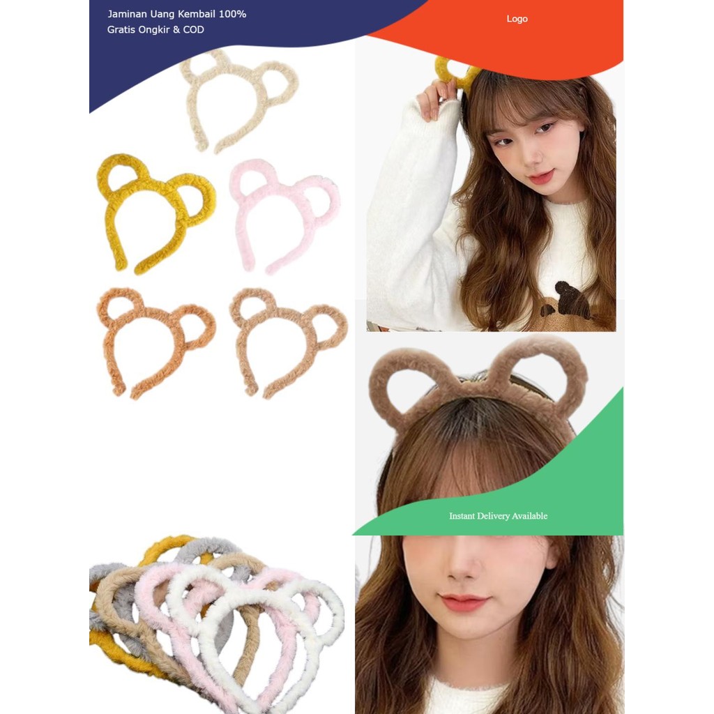 Bando Bulu Wanita Karakter Motif Telinga Beruang / Bando Bulu Telinga Beruang Model Korea Headbands 