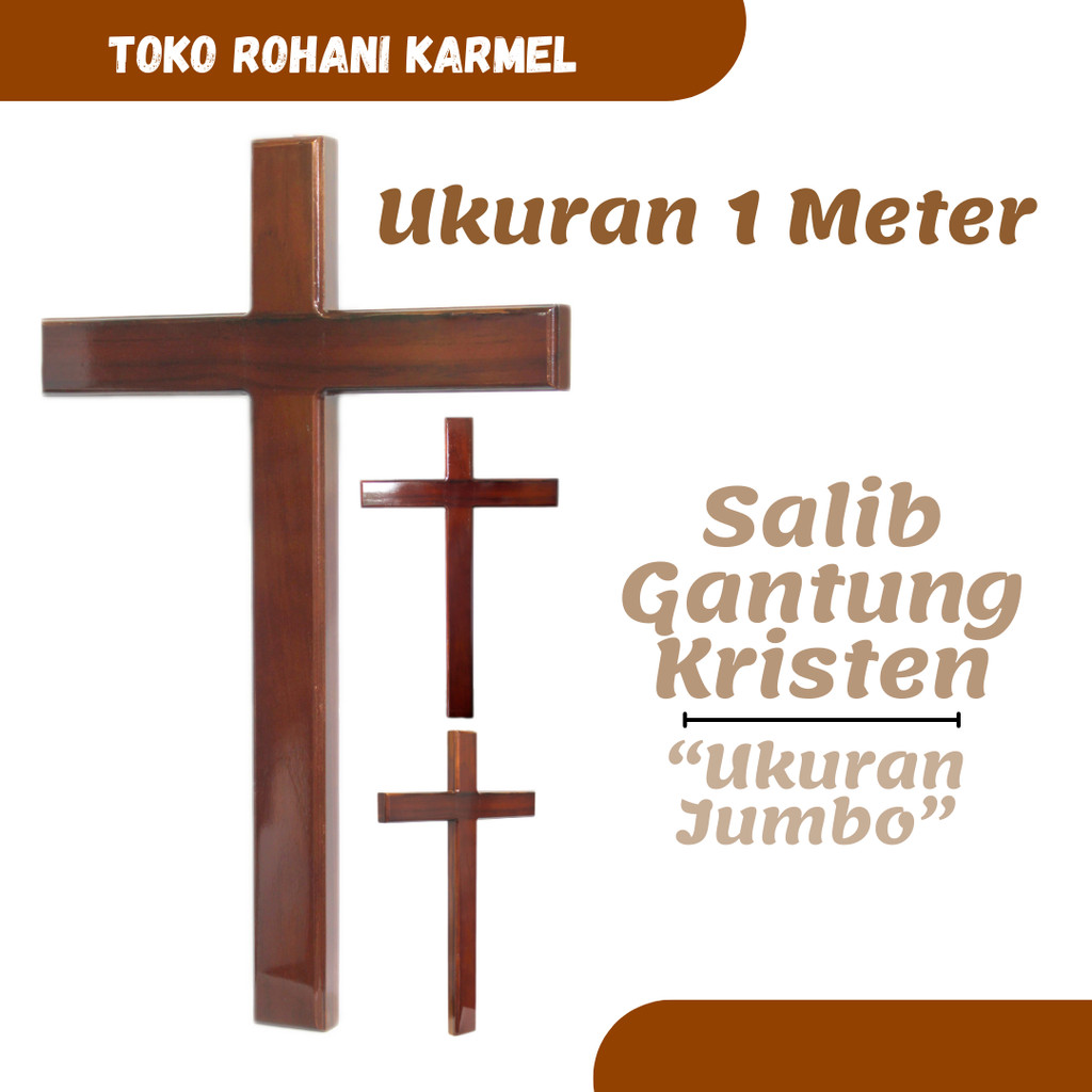 SALIB DINDING KRISTEN 1 METER (JUMBO) / SALIB GANTUNG KRISTEN / SALIB DINDING UKURAN JUMBO / KAYU SA