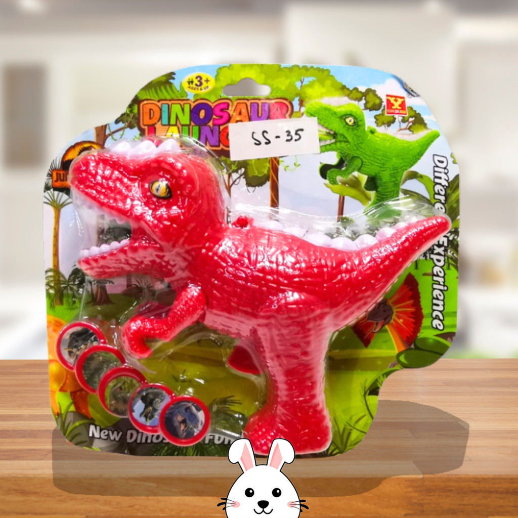 Mainan Anak Pistol Launcher / Tyrannosaurus Dino / Pelontar Disc Lempar CD Peluru Plastik