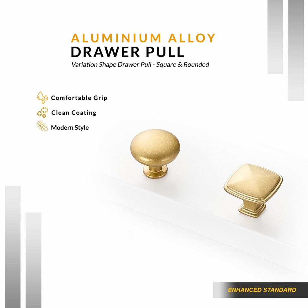 Tarikan Knob Laci Lemari Premium Alloy Gold