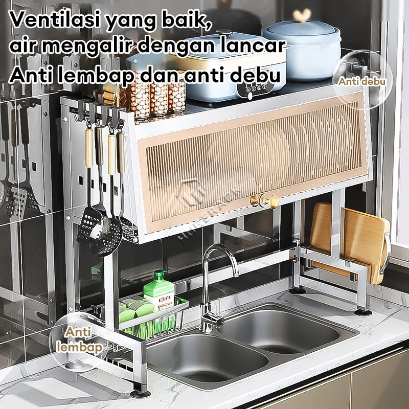 Rak Dapur Stainless Steel Rak wastafel Dapur  Rak pengering piring Rak Cuci Piring Rak Piring stainl