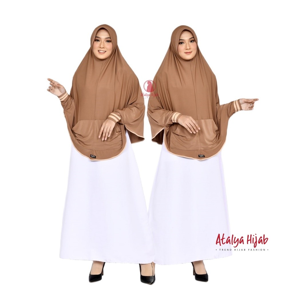 Jilbab Instan Lengan Aisyah List Jersy Bergo Saku by atalyahijabstore  / kerudung jumbo / bergo jers