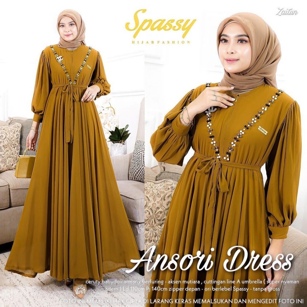 BAHAN PREMIUM / Ansori Dress Kondangan Crinkle Airflow Premium Import