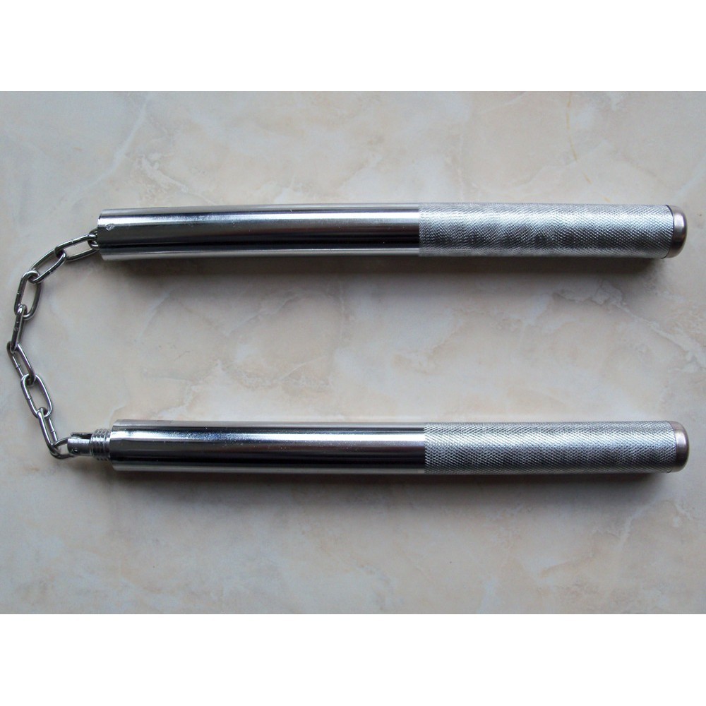 mp117 HRA DOUBLE STICK NUNCHAKU BATON BESI, BISA DISAMBUNG MENJADI TONGKAT PEMUKUL A76