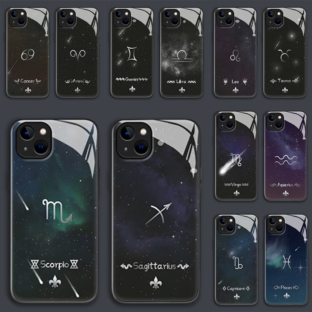 Casing Hp Untuk Vivo V17 Pro Hardcase Ponsel Kaca Cassing Fashion Zodiak Glass Phone Case Kesing Har