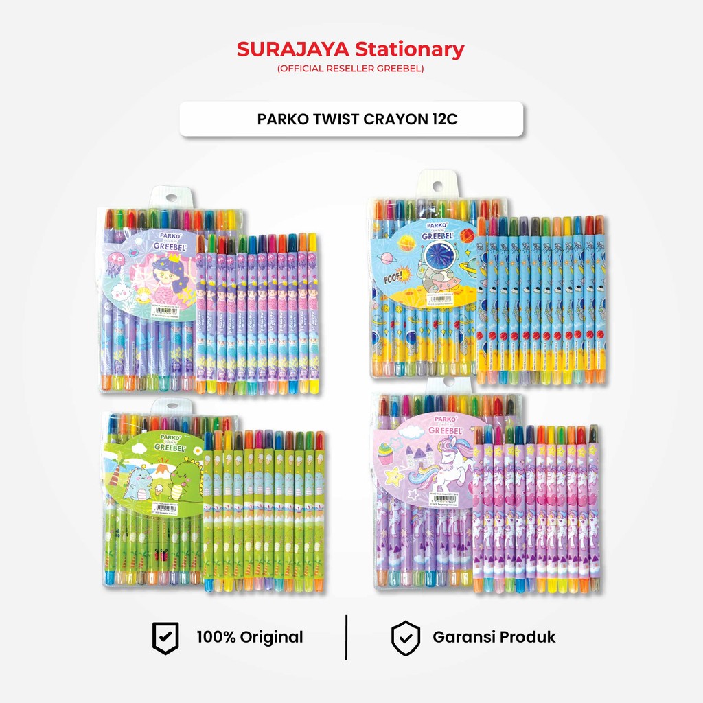 

PARKO Crayon Putar / Krayon Twist 12 Warna / Twist Crayon Greebel