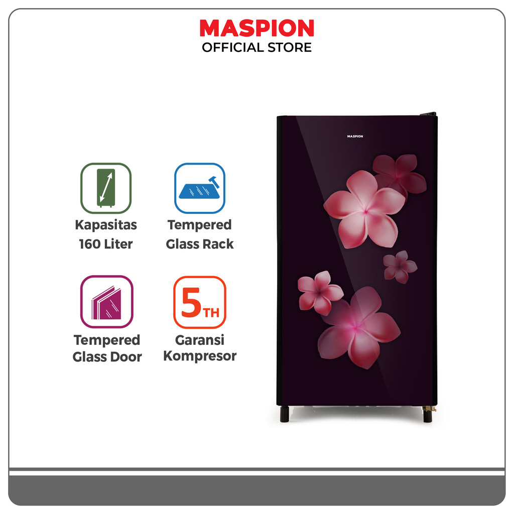 Maspion Kulkas Refrigerator Lemari ES 168 Liter URG-168 NTG Purple Melati