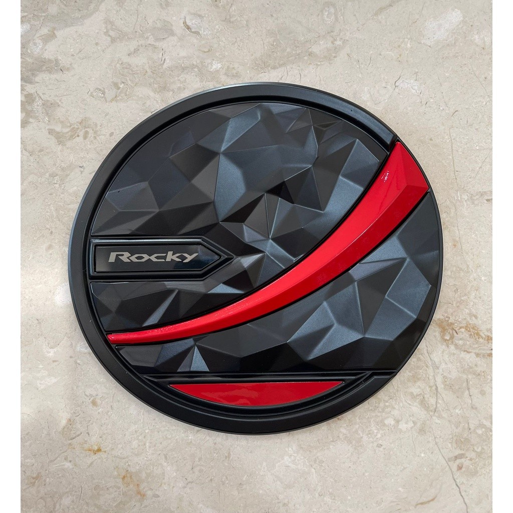 tank cover / tutup tangki rocky list merah - variasi mobil rocky - aksesoris mobil rocky