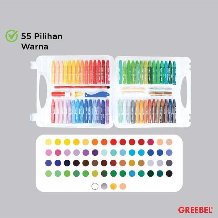 

promo -GREEBEL Crayon Krayon KIDS OIL PASTEL 55 rna (KOP 55C) / Krayon Oil Pastel / Mernai / Menggambar / Crayon Sekolah / Stationery - 55 rna
