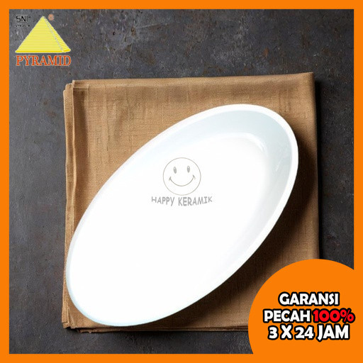 PYRAMID 1PCS Piring Keramik Piring Restoran Ikan Oval Polos 12in 14in 16 in Dan 18in