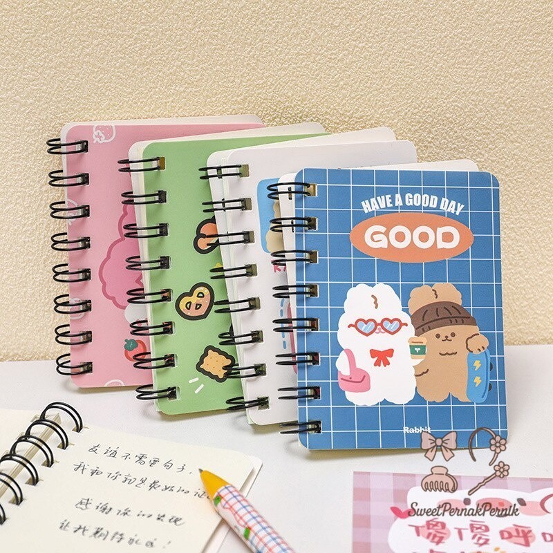 

Buku Notebook Ring B7 Motif Kartun Buku Catatan Memo Spiral Buku Tulis Mini Binder Karakter