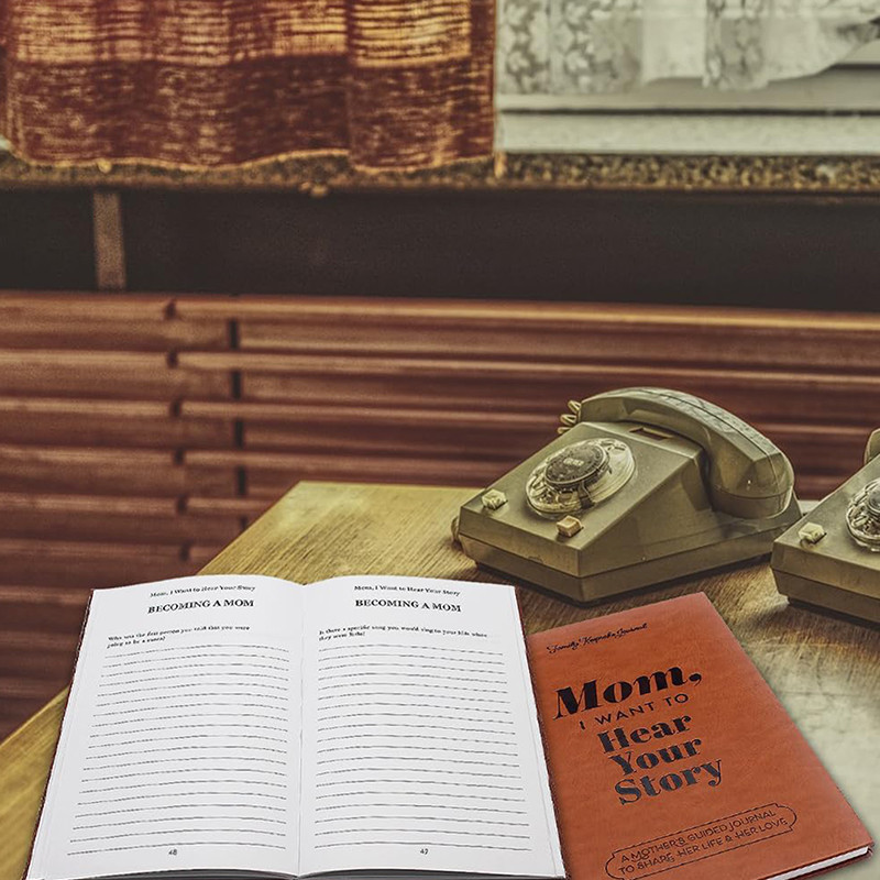 

Dad/Mom, I Want To Hear Your Story Leather Hardcover Ribbon Bookmark Tell Me Your Life Story Journal Meaningful Memory Journal