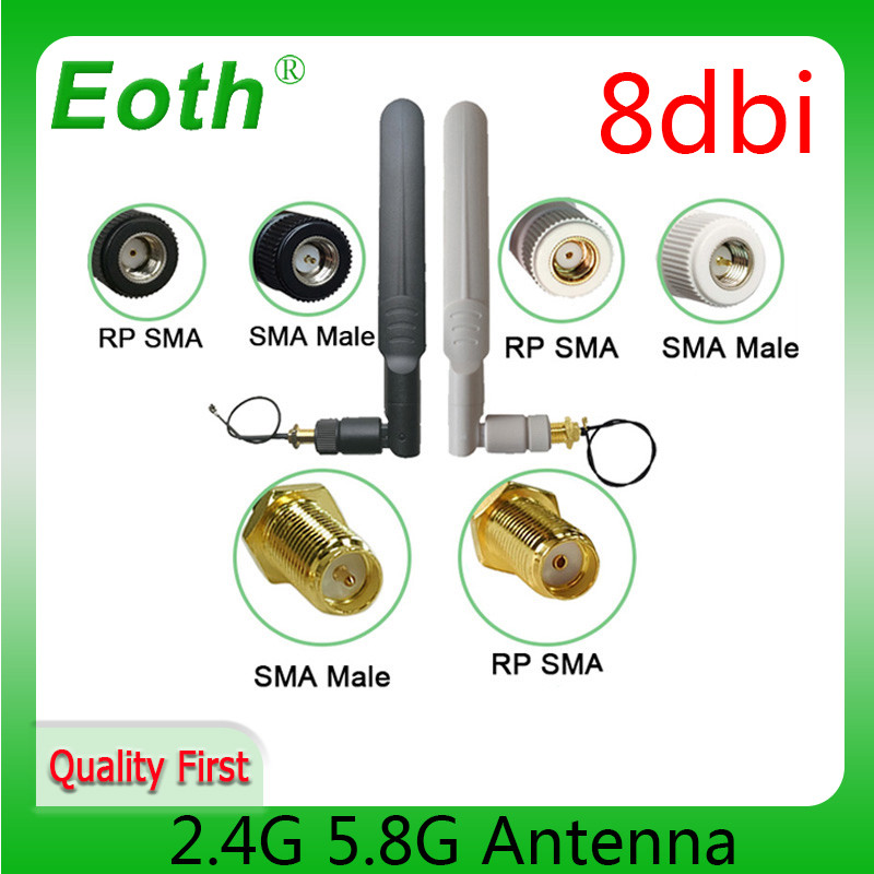 eoth 2.4g wifi Antenna router antena 2.4GHz 5.8Ghz IOT 8dBi antene RP-SMA sma male Dual Band 2.4G 5.