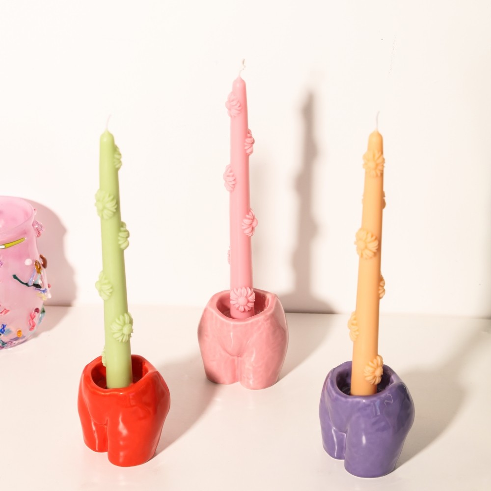 

Boowan Nicole Daisy Flower Taper Candle Silicone Mold Handmade Scented Aromatic Candle Making Dinner Party Home Decor