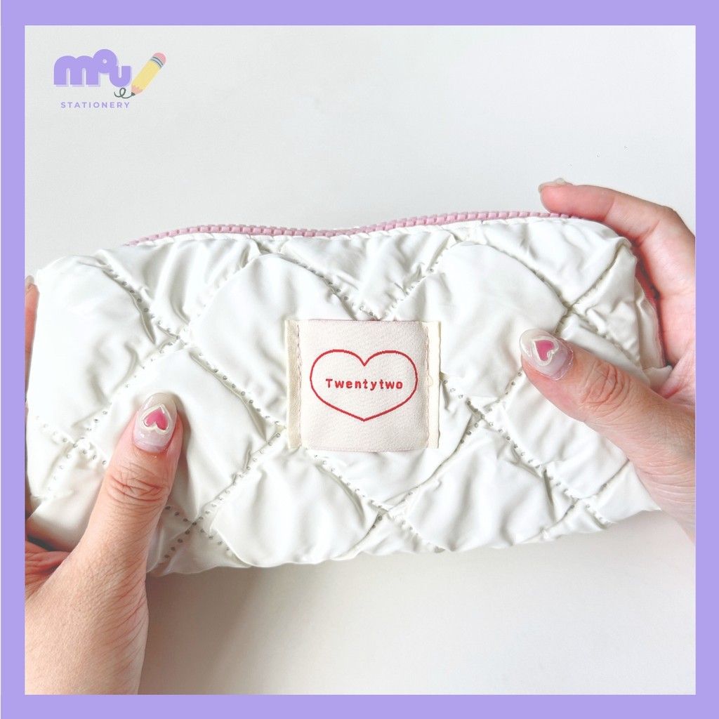 

[MOUMOU] Kotak Pensil Puffy Putih /Tempat Alat Tulis Aesthetic – Empuk, Lucu & Multifungsi / Pouch Makeup Puffy