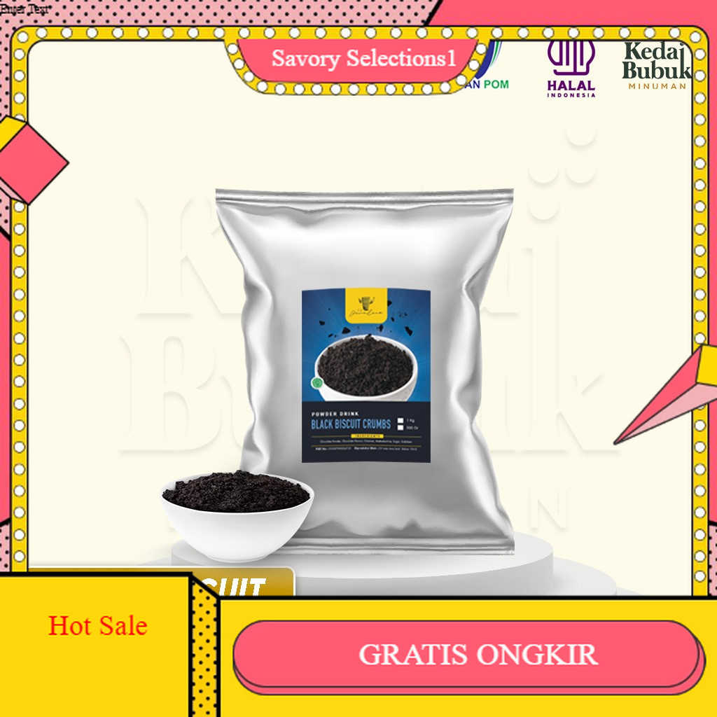 

【SAVORY】DISKON!! Javaland Topping Black Biscuit Crumb 1Kg | Minuman Kekinian | Topping Remahan