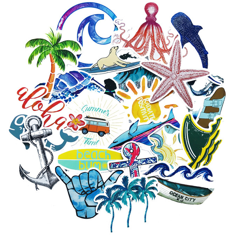 

10/30/50pcs Summer Beach Stickers Surfing Sea Turtle VSCO Blue Laptop Fridge Phone Skateboard Suitcase Decal Graffiti Sticker F5