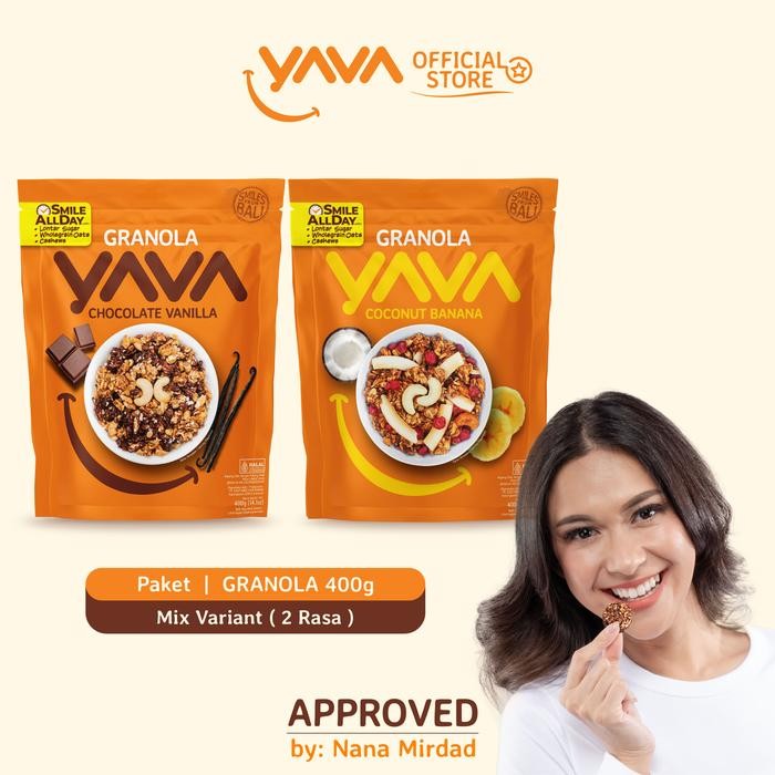 

YAVA Paket Granola Chocolate Vanilla & Coconut Banana (2 x 400g)