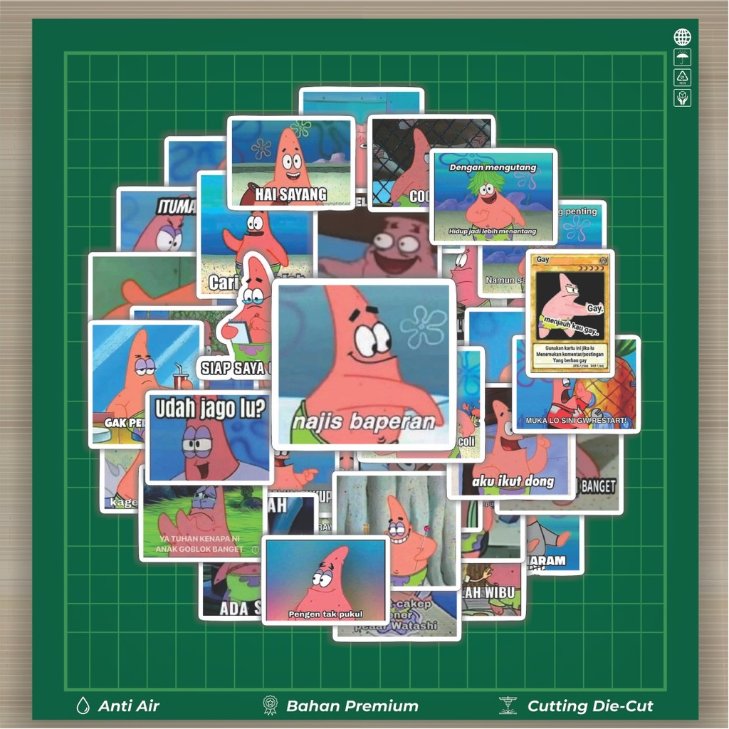 

HOT 50 PCS STIKER Stiker Patrick Meme V1 Stiker Fashion Cars Decal Dingin Kartu Album Custom Vinyl Anti Air- Sticker Aesthetic Buku Journal Koper Casing HP Tablet Laptop Helm Motor Botol Minum