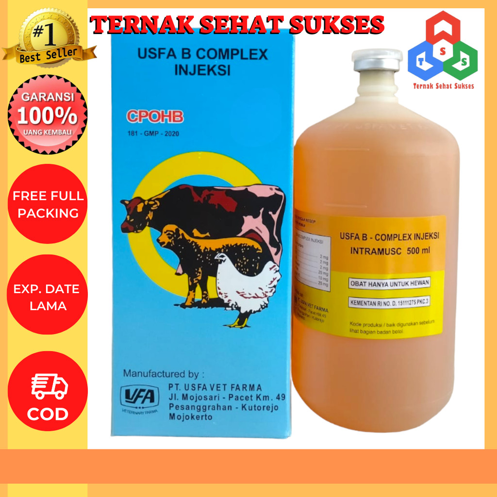 B COMPLEX injeksi 500 ml USFA - Vitamin B Complex Hewan Ternak TSS1