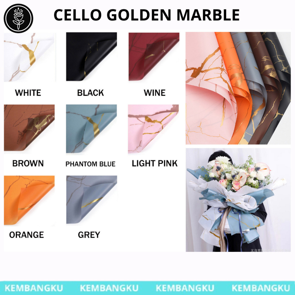 

(Lembaran) Kertas Buket Cellophane Golden Marble/Flower Wrapping Marmer/ kertas buket murah