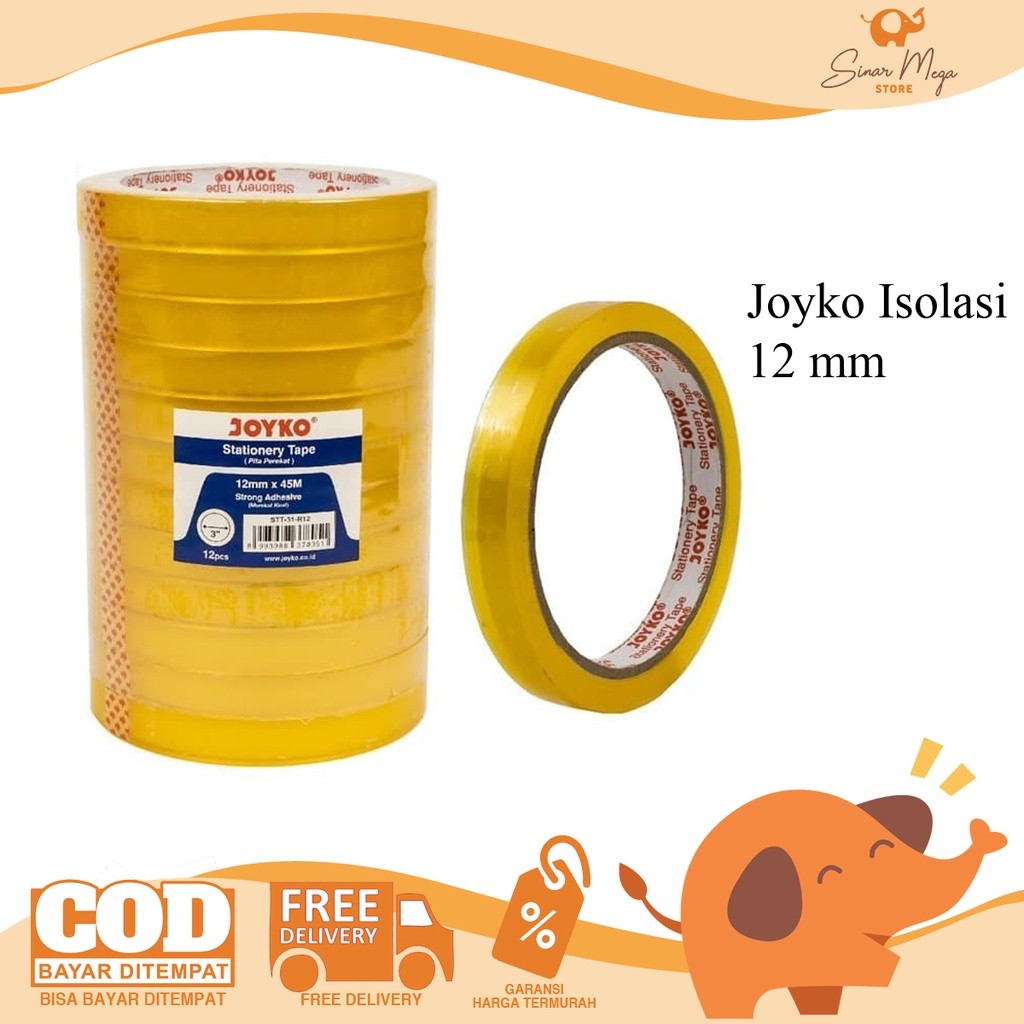 

Joyko Isolasi Lakban 12mm x 45m STT-31-R12 / Pita Perekat Selotip Solasi Murah Berkualitas