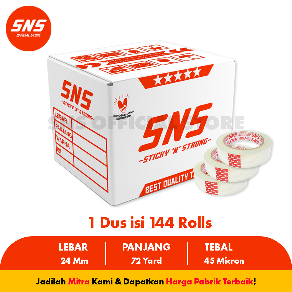 

(1 DUS / KARTON ) Isolasi Bening 24 mm / 1 Inch x 72 Yard ECO - SINAR LAKBAN (KARGO)