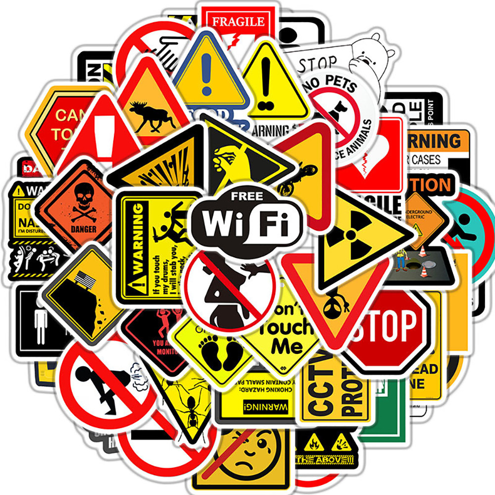 

10/30/50PCS Warning Stickers Danger Banning Skateboard Fridge Guitar Laptop Motorcycle Travel Classic Toy Cool Decals Sticker